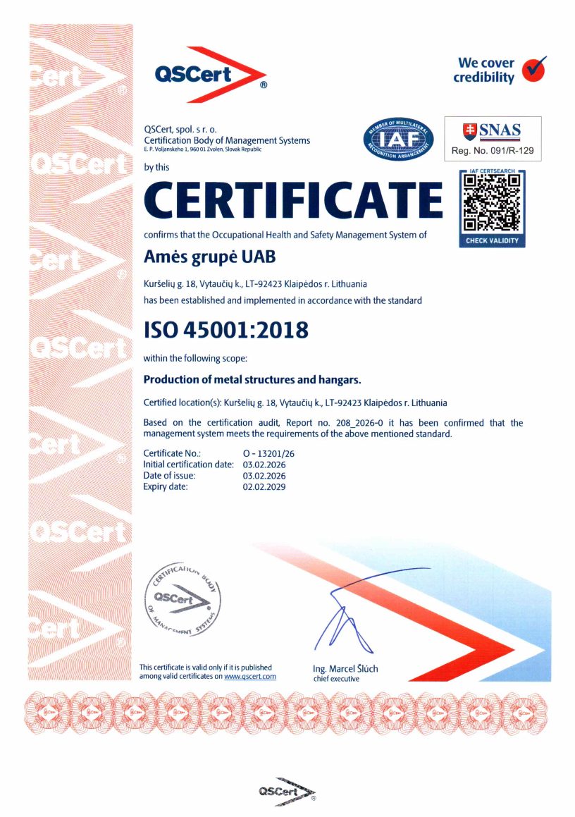 ISO 45001 certificate