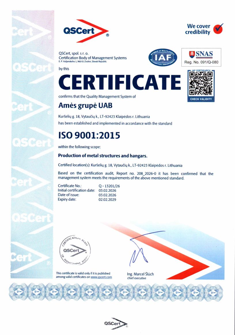 ISO 9001 certificate