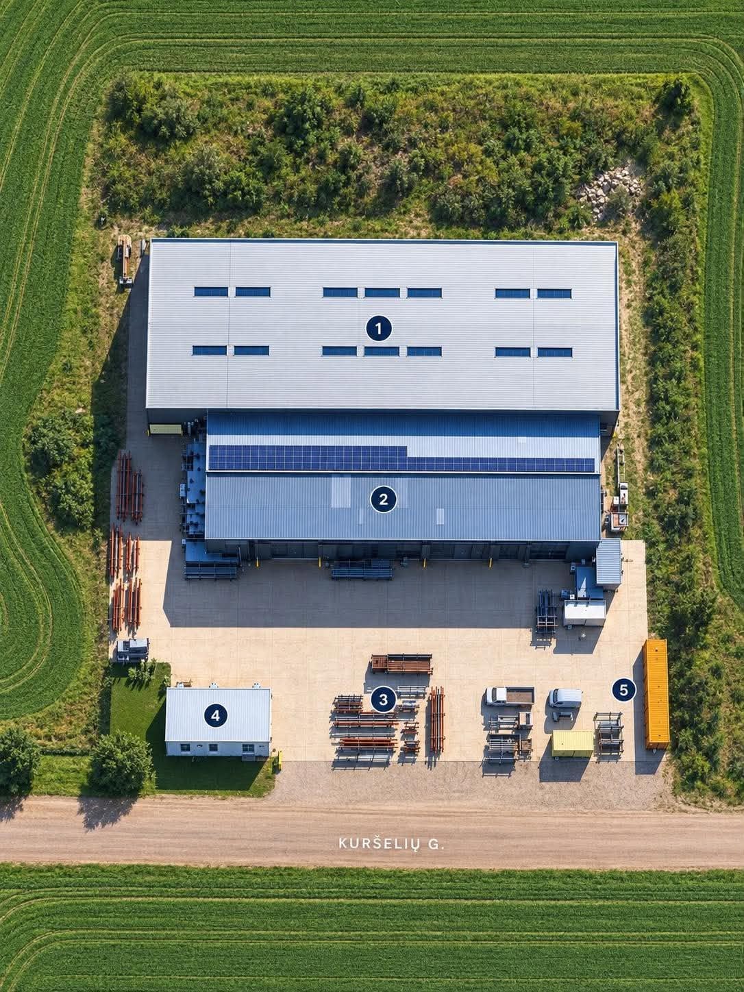 Aerial view of the AMES Group site, Kuršelių g. 18