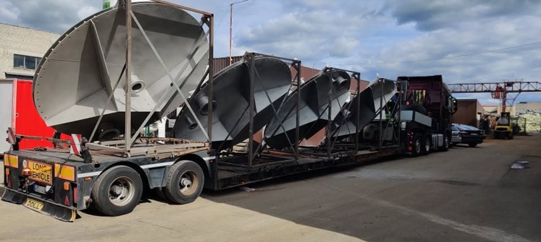 Large cones loaded for transport